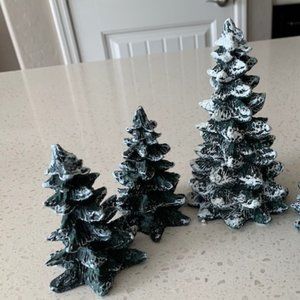 Set of 5 Ceramic Christmas Trees
